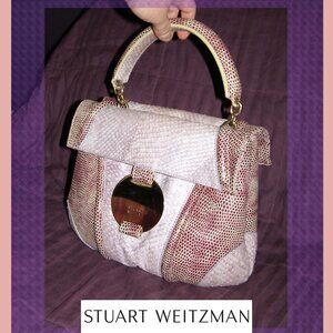 💜 RARE STUART WEITZMAN Snakeskin Reptile Structured Bag EUC